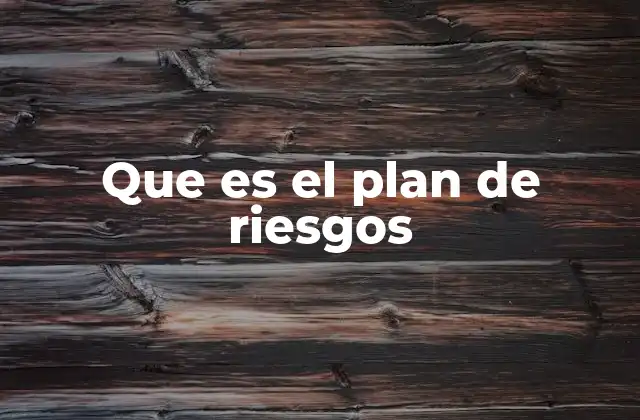 Que es el Plan de Riesgos