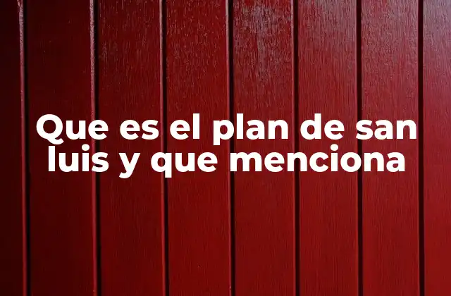 Que es el Plan de San Luis y que Menciona