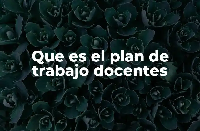 Que es el Plan de Trabajo Docentes