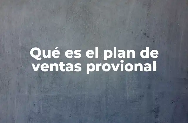 Qué es el Plan de Ventas Provional