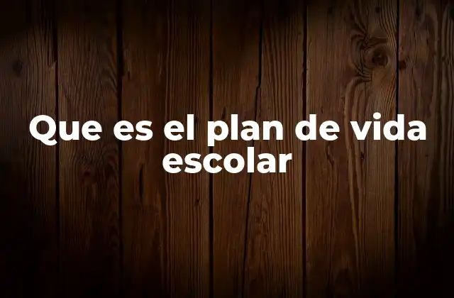 Que es el Plan de Vida Escolar