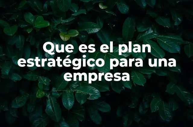 Que es el Plan Estratégico para una Empresa