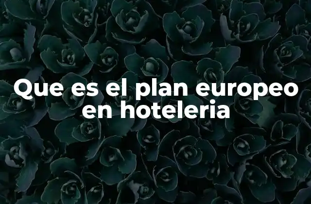 Que es el Plan Europeo en Hoteleria