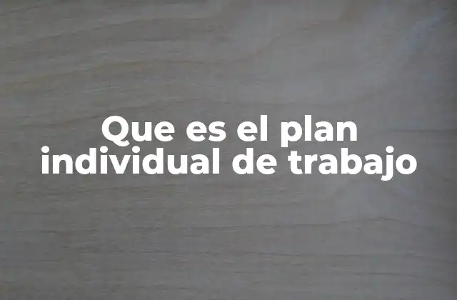 Que es el Plan Individual de Trabajo