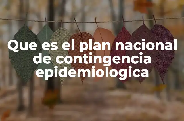 Que es el Plan Nacional de Contingencia Epidemiologica