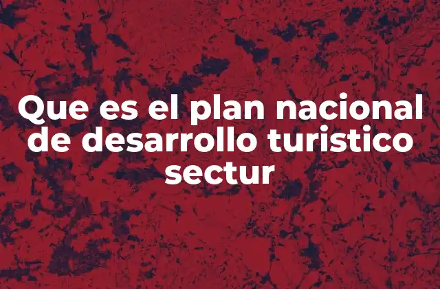 Que es el Plan Nacional de Desarrollo Turistico Sectur