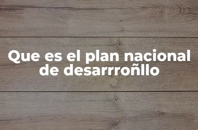 Que es el Plan Nacional de Desarrroñllo