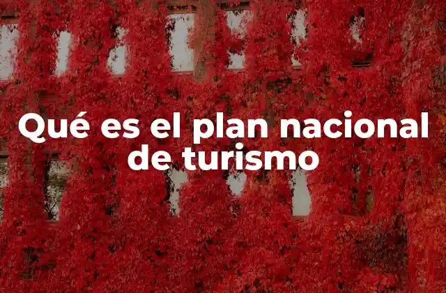 Qué es el Plan Nacional de Turismo