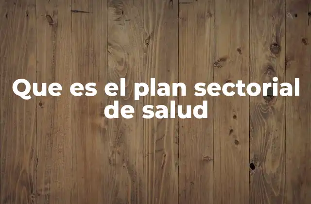 Que es el Plan Sectorial de Salud
