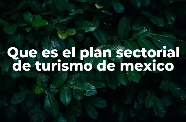 Que es el Plan Sectorial de Turismo de Mexico