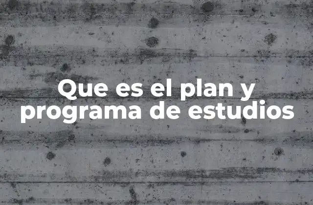 Que es el Plan y Programa de Estudios