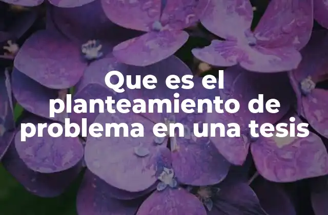 Que es el Planteamiento de Problema en una Tesis