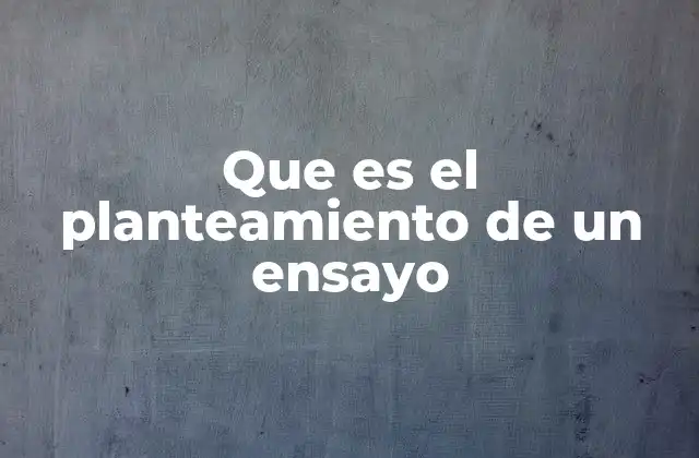 Que es el Planteamiento de un Ensayo