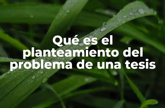 Qué es el Planteamiento Del Problema de una Tesis