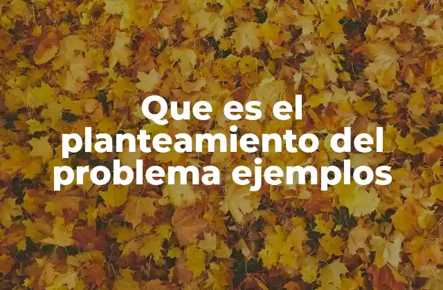 Que es el Planteamiento Del Problema Ejemplos