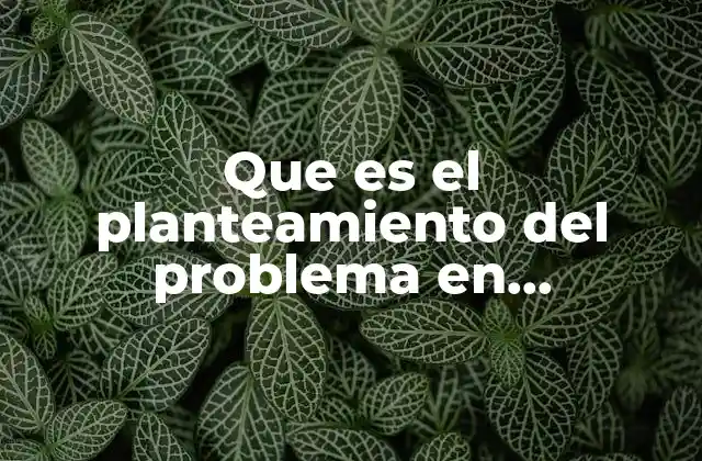Que es el Planteamiento Del Problema en Investigacion