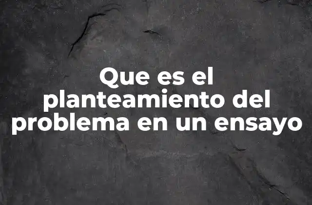 Que es el Planteamiento Del Problema en un Ensayo