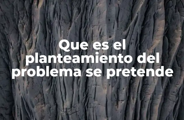 Que es el Planteamiento Del Problema Se Pretende