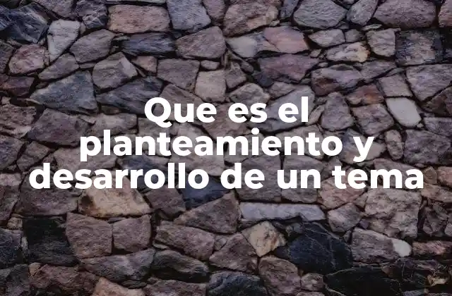 Que es el Planteamiento y Desarrollo de un Tema