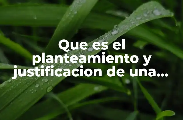 Que es el Planteamiento y Justificacion de una Investigación