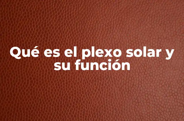 Qué es el Plexo Solar y Su Función