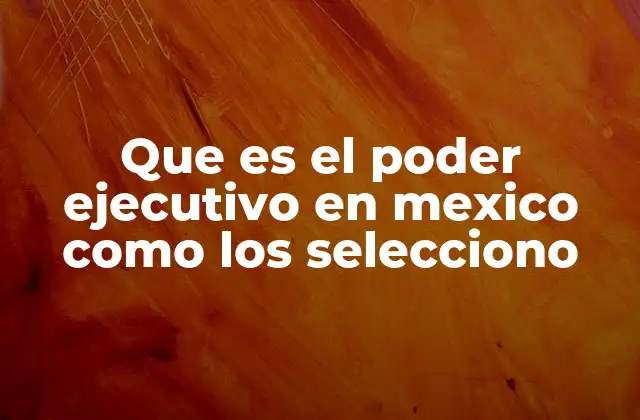 Que es el Poder Ejecutivo en Mexico como los Selecciono