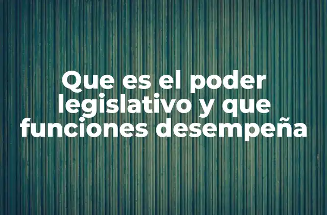 Que es el Poder Legislativo y que Funciones Desempeña