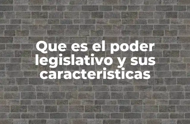 Que es el Poder Legislativo y Sus Caracteristicas