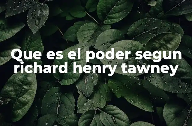 Que es el Poder Segun Richard Henry Tawney
