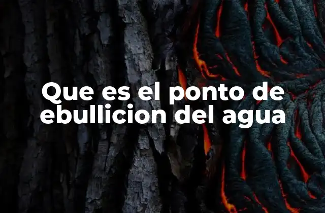 Que es el Ponto de Ebullicion Del Agua
