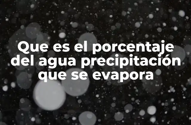 Que es el Porcentaje Del Agua Precipitación que Se Evapora