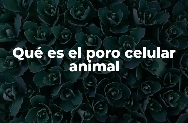 Qué es el Poro Celular Animal