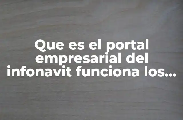 Que es el Portal Empresarial Del Infonavit Funciona los Domingos