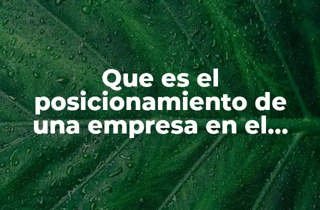 Que es el Posicionamiento de una Empresa en el Mercado
