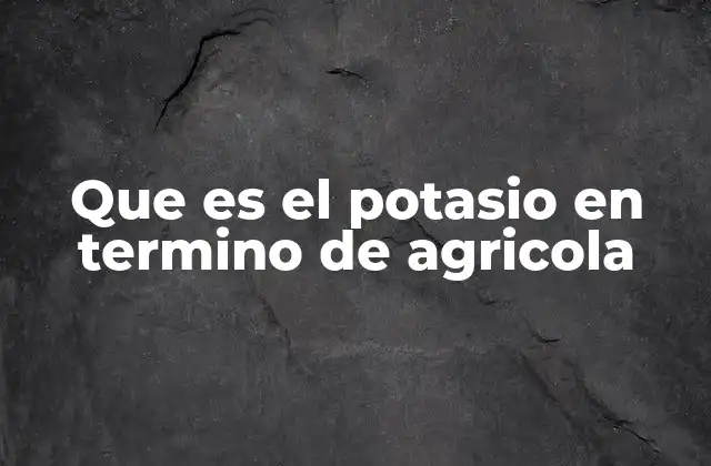 Que es el Potasio en Termino de Agricola