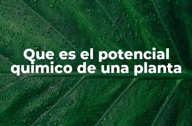 Que es el Potencial Quimico de una Planta