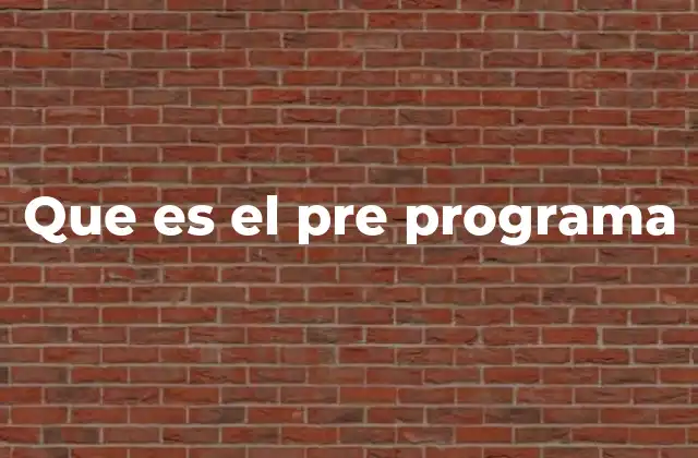 Que es el Pre Programa