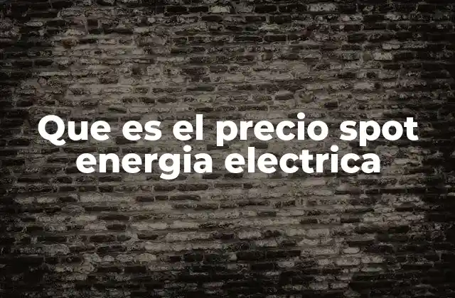 Que es el Precio Spot Energia Electrica