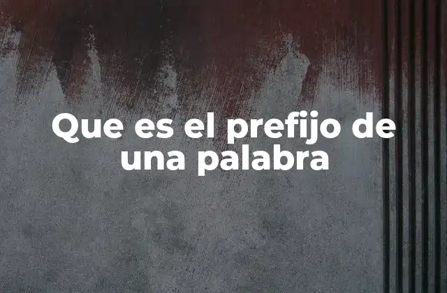 Que es el Prefijo de una Palabra