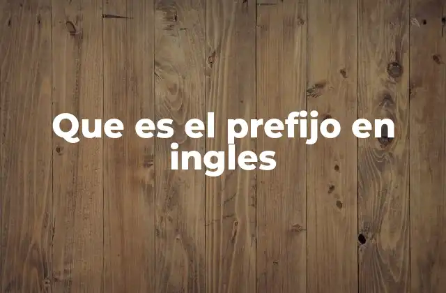 Que es el Prefijo en Ingles