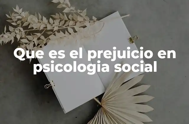 Que es el Prejuicio en Psicologia Social