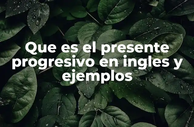 Que es el Presente Progresivo en Ingles y Ejemplos