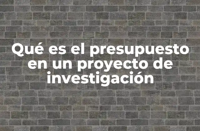 Qué es el Presupuesto en un Proyecto de Investigación