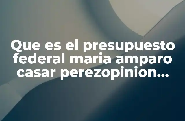 Que es el Presupuesto Federal Maria Amparo Casar Perezopinion Critica