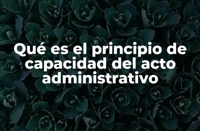 Qué es el Principio de Capacidad Del Acto Administrativo