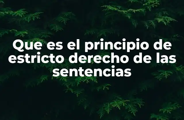 Que es el Principio de Estricto Derecho de las Sentencias
