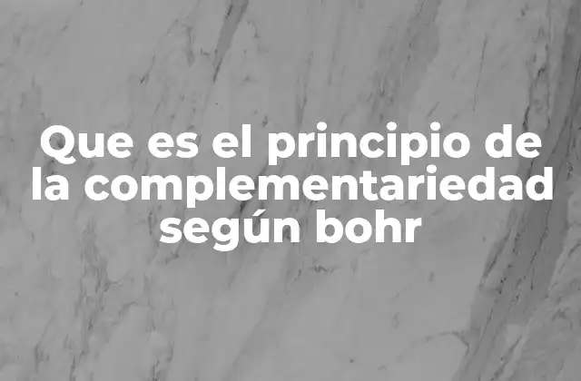 Que es el Principio de la Complementariedad según Bohr