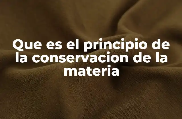 Que es el Principio de la Conservacion de la Materia
