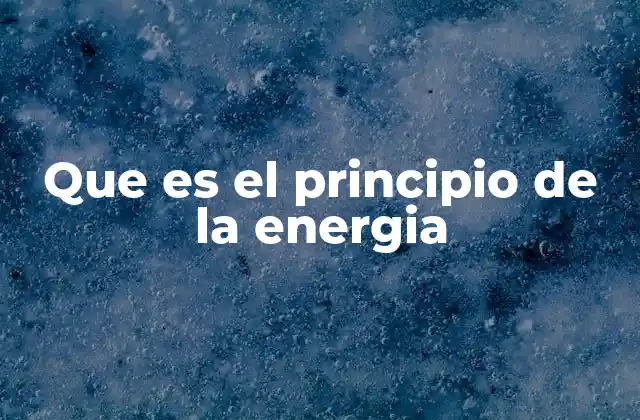 Que es el Principio de la Energia