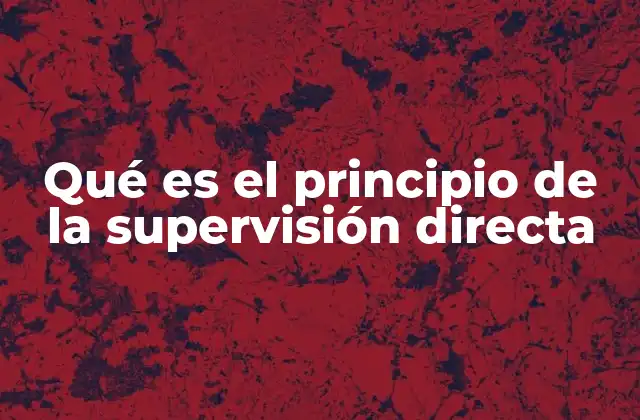 Qué es el Principio de la Supervisión Directa